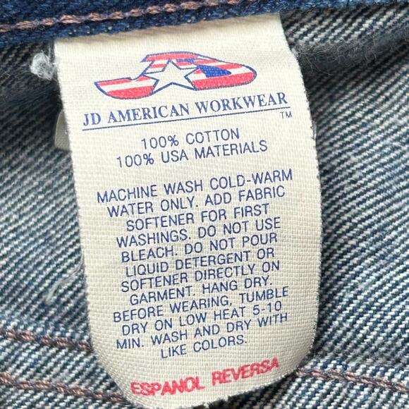 JD American Workwear Jeans Blue Denim Brown Suede Patch Carpenter Pants 40x28 - Picture 9 of 9